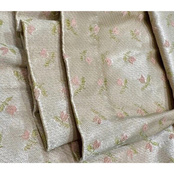 Vtg Beige Drapery/PatchWork Material,fabric,pink Tulip Flowers CottageCore Grany - Picture 1 of 8